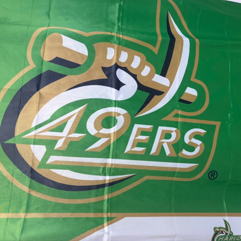 Vintage UNC Charlotte 49ers‎ Football Flag 36" x 60" GREEN GOLD